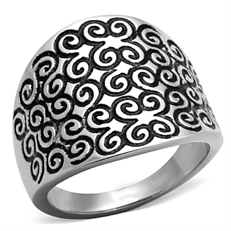 Womens Stainless Steel 316 Epoxy Swirl Design Fashion Ring Image 1
