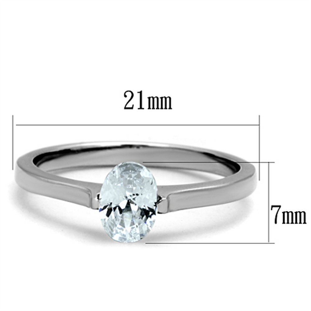Womens Stainless Steel Aaa Grade Cubic Zirconia Engagement Ring Image 2