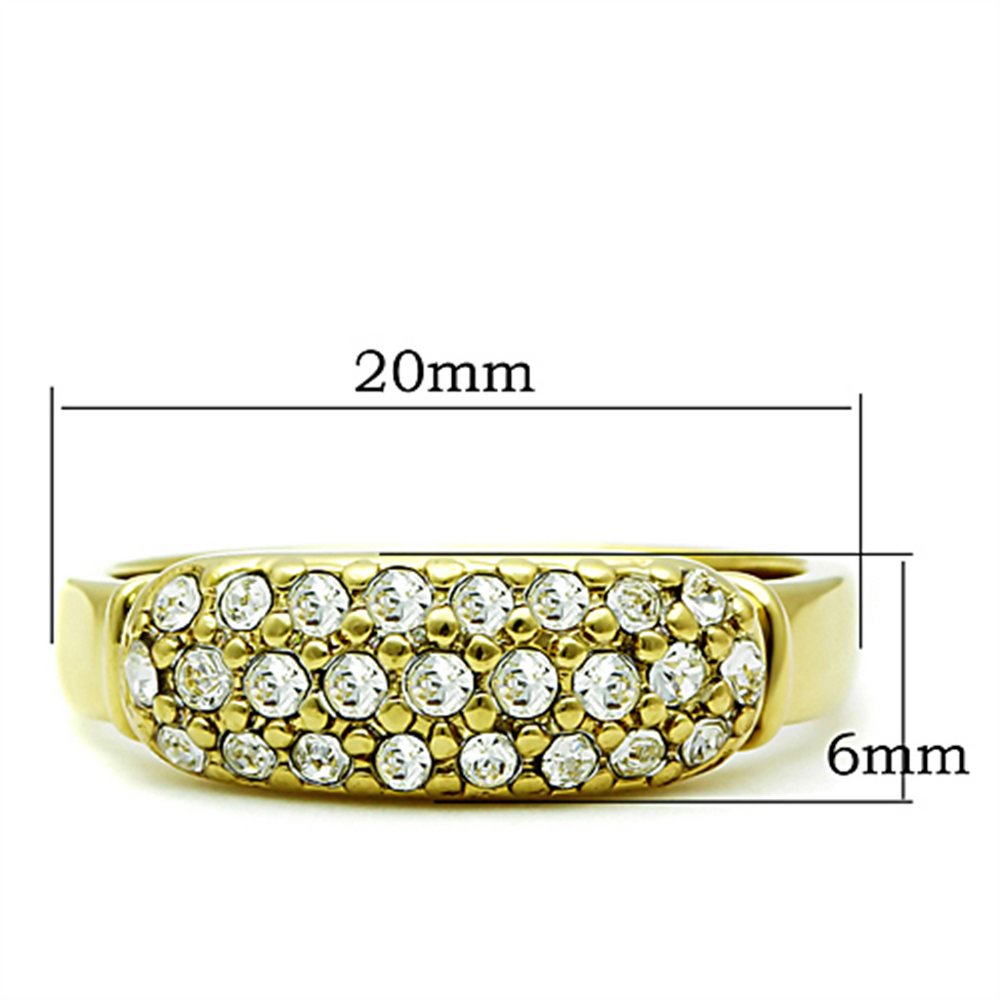 14K Gold Ion Plated 6Mm Wide Stainless Steel 316 Crystal Fashion Ring Size 5-10 Image 2
