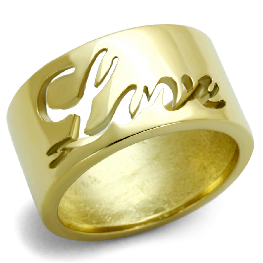 Stainless Steel 316 Gold Plated 11Mm Wide Love Wedding Band Ring Sizes 5-10 Image 1