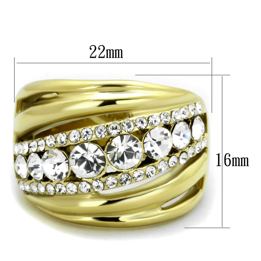 Stainless Steel Gold Plated Top Grade Crystal Anniversary Ring Womens Sz 5-10 Image 2