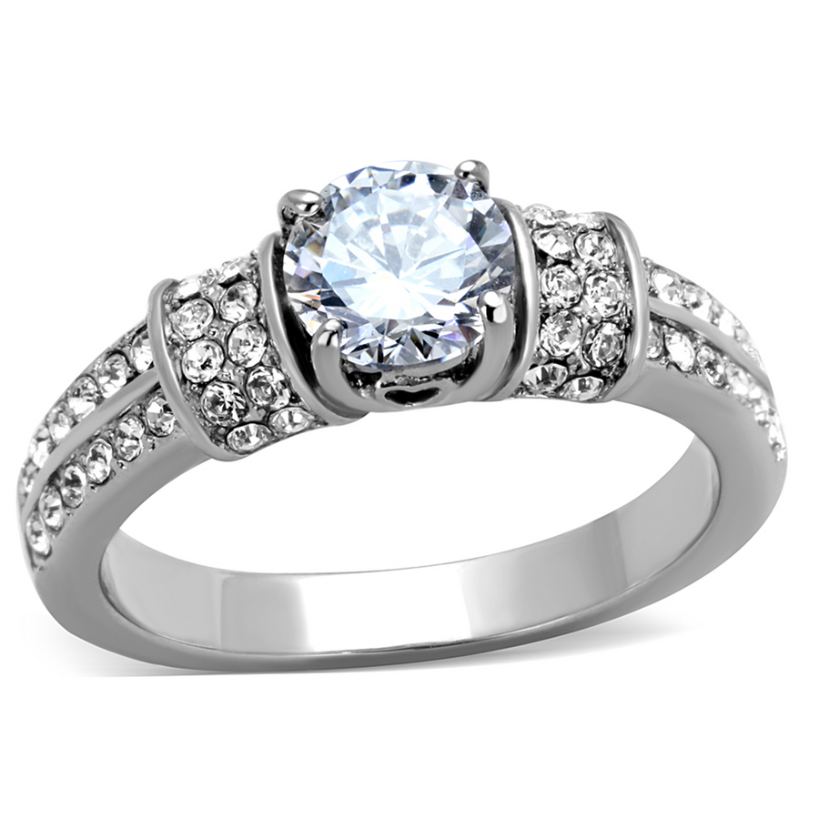1.32Ct Round Cut Cubic Zirconia Stainless Steel Engagement Ring Womens Size 5-10 Image 1