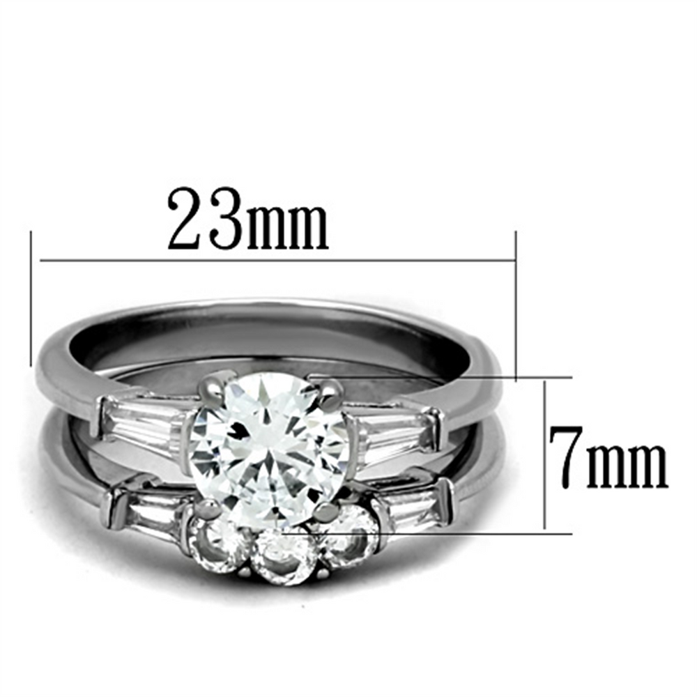 1.95 Ct Round Cut Aaa Cz Stainless Steel Wedding Ring Set Womens Size 5-10 Image 2