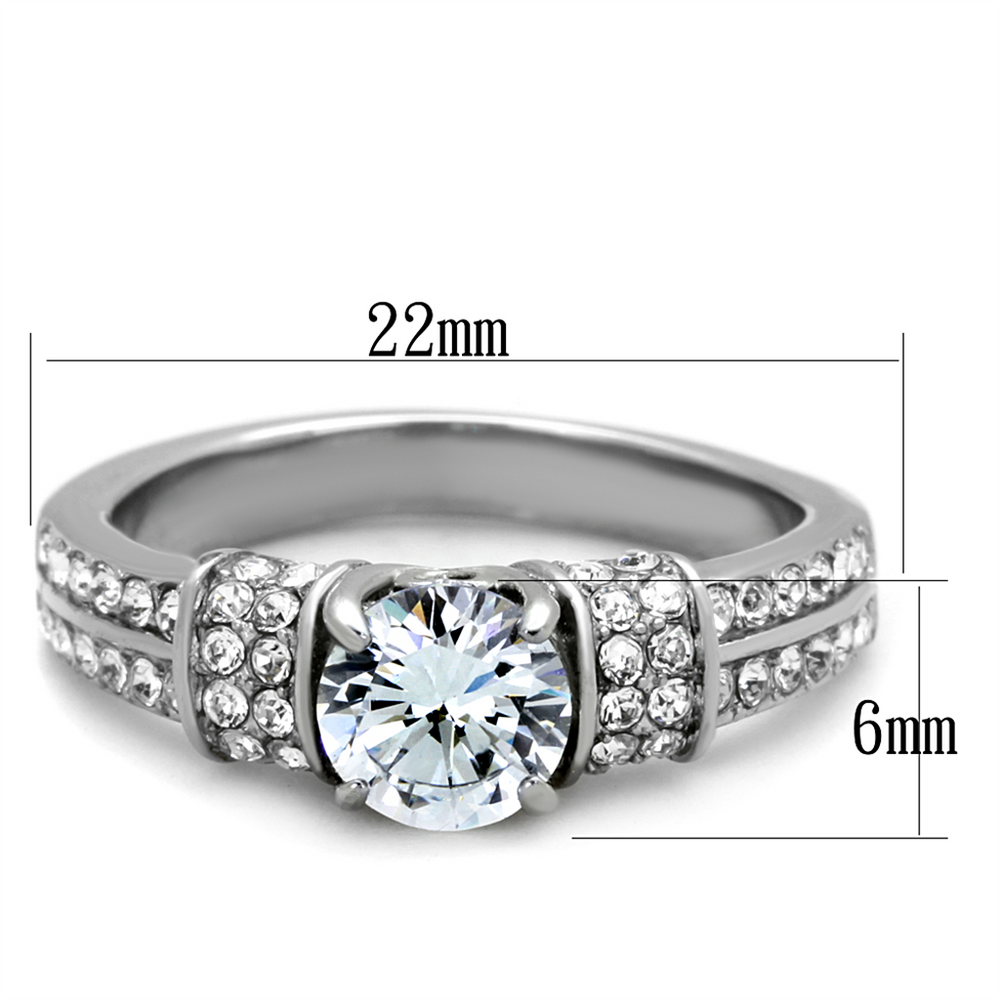 1.32Ct Round Cut Cubic Zirconia Stainless Steel Engagement Ring Womens Size 5-10 Image 2