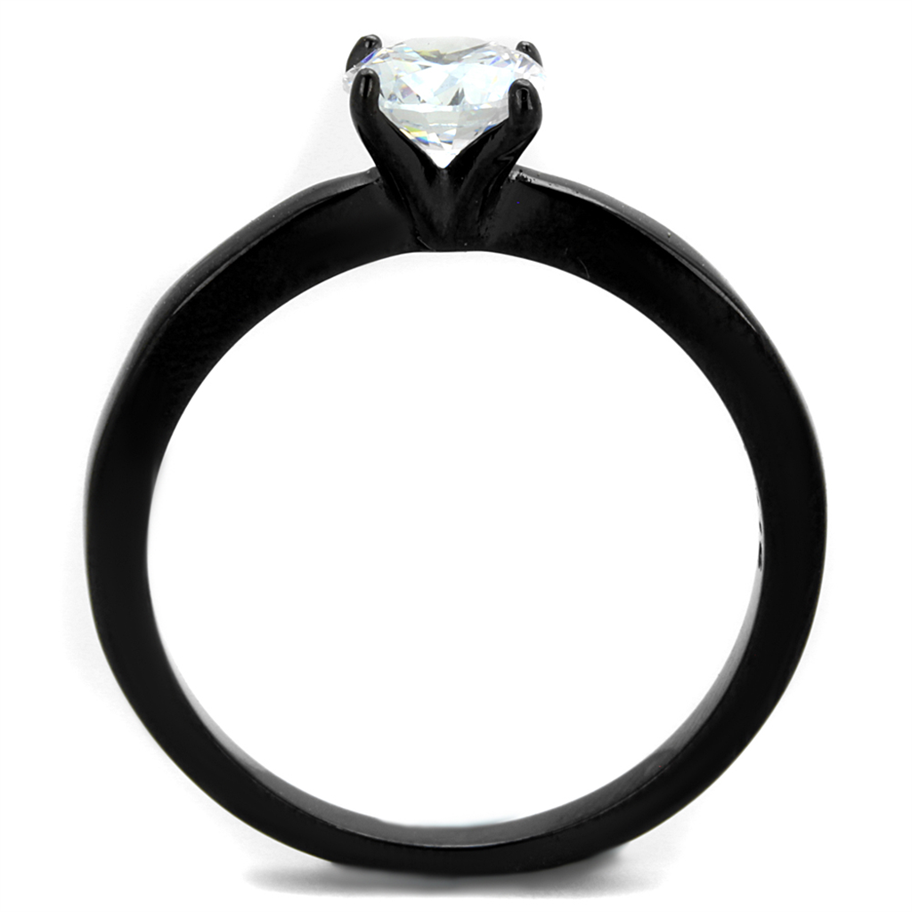 1.05 Ct Round Cut Aaa Cz Black Stainless Steel Engagement Ring Womens Size 5-10 Image 3