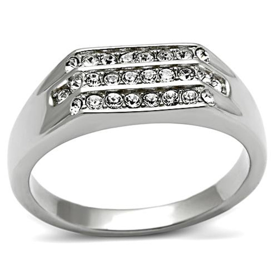 Mens .26 Ct Simulated Diamond High Polished Stainless Steel 316 Ring Size 8-13 Image 1