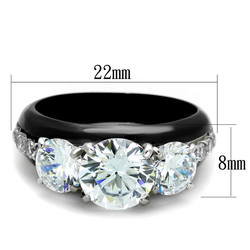 4.45 Ct Round Cut Aaa Cz Black Stainless Steel Engagement Ring Womens Size 5-10 Image 2