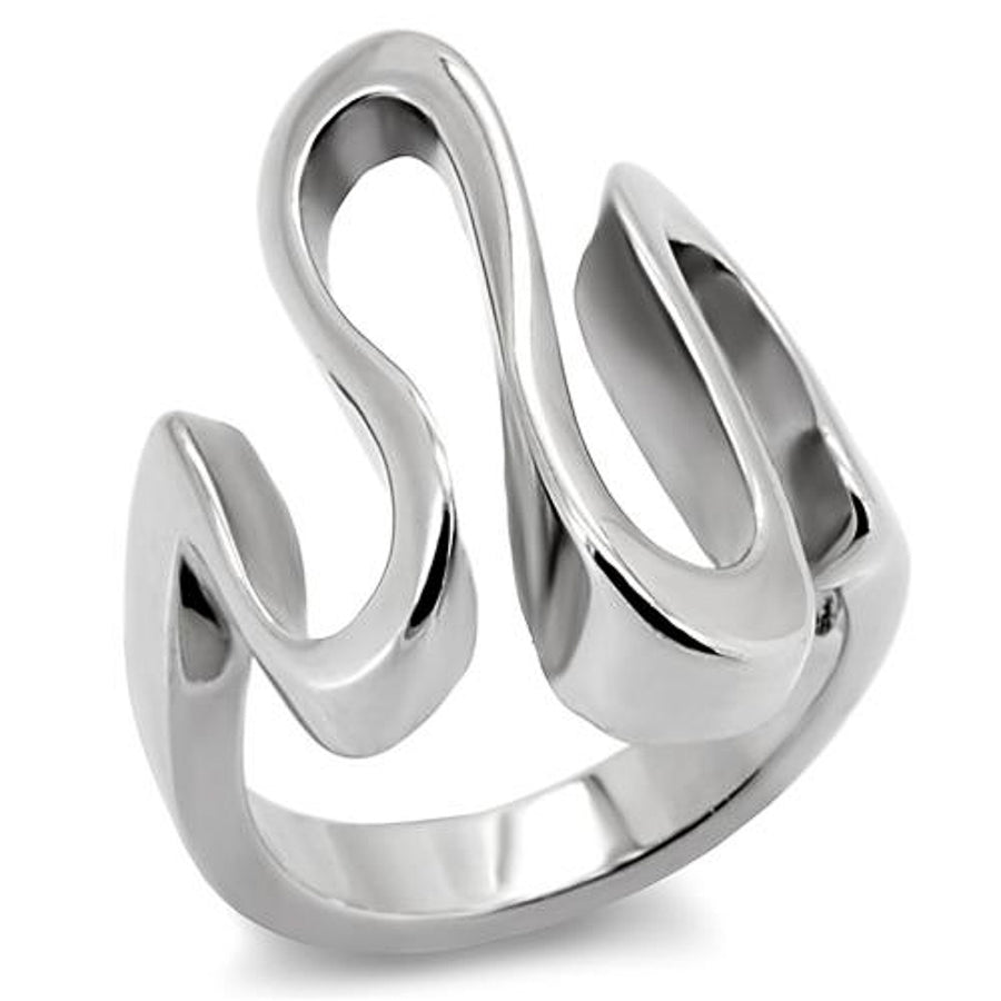 High Polished Stainless Steel 316 Wave Cocktail Fashion Ring Womens Size 5-10 Image 1