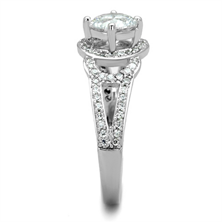 1.25 Ct Round Cut Zirconia High Polished Stainless Steel Engagement Ring Size 5-10 Image 4