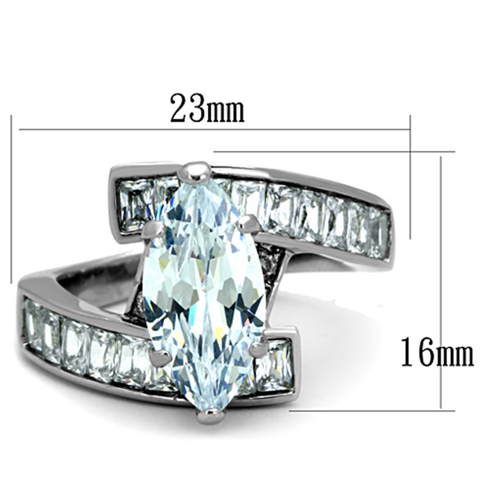 4.4 Ct Marquise and Emerald Cut Cubic Zirconia Stainless Steel Engagement Ring Size 5-10 Image 2