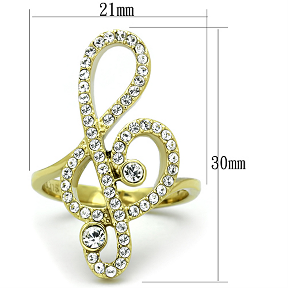 14K Gold Plated Stainless Steel Crystal Musical Note Fashion Ring Womens Size 5-10 Image 2