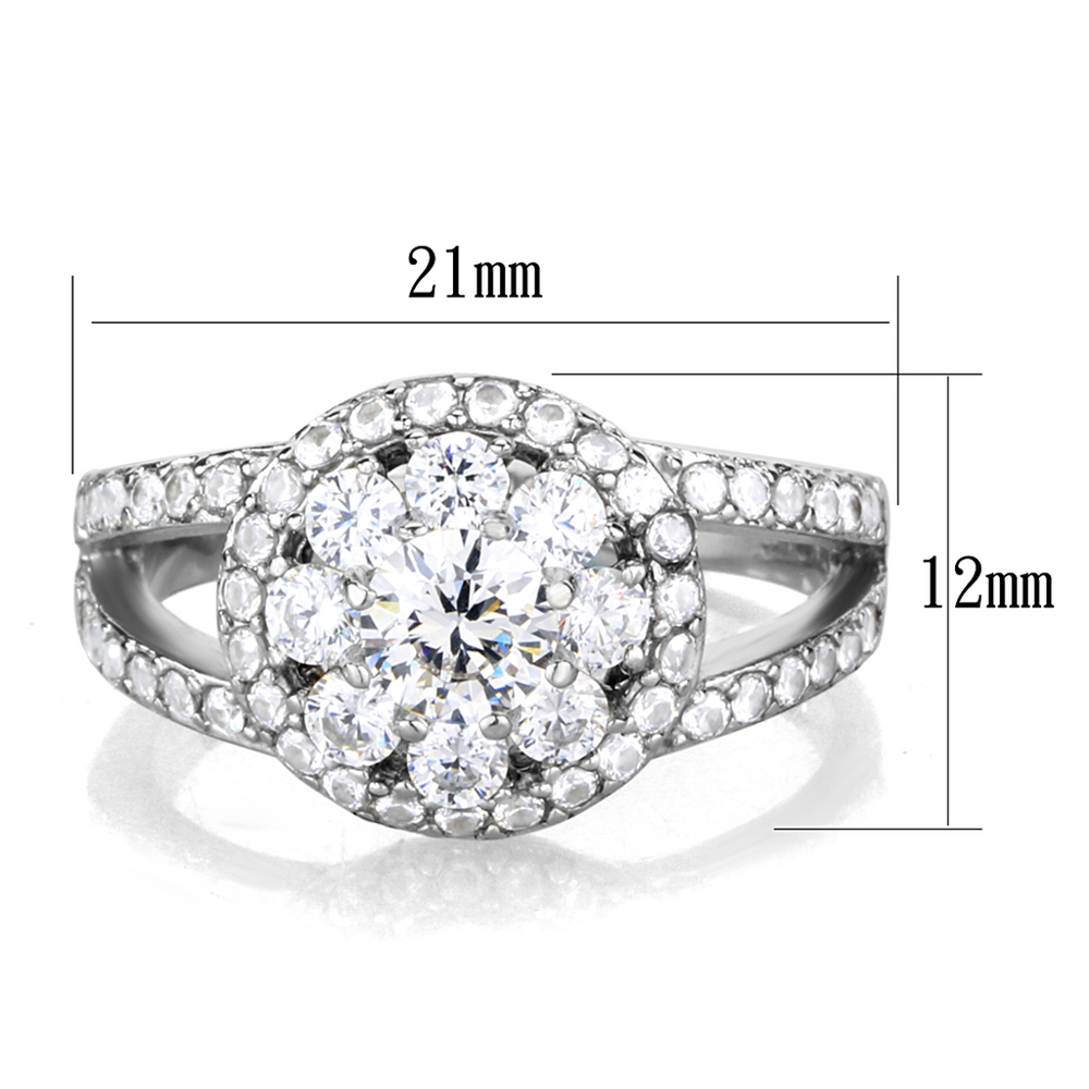 1.57 Ct Round Cut Zirconia Halo/Cluster Stainless Steel Engagement Ring Size 5-10 Image 2