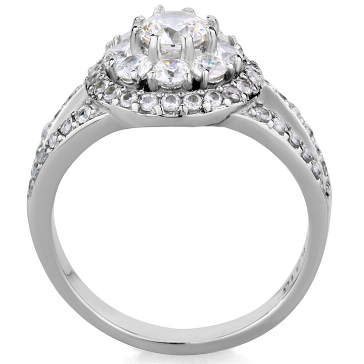 1.57 Ct Round Cut Zirconia Halo/Cluster Stainless Steel Engagement Ring Size 5-10 Image 3