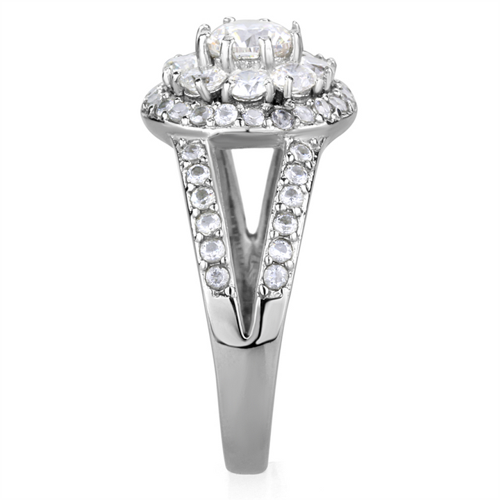 1.57 Ct Round Cut Zirconia Halo/Cluster Stainless Steel Engagement Ring Size 5-10 Image 4
