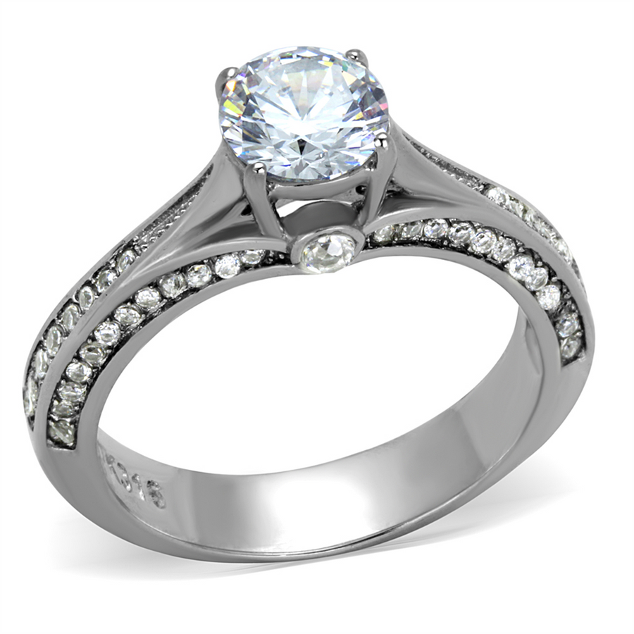 1.22Ct Round Cut Zirconia Stainless Steel Engagement Wedding Ring Womens Size 5-10 Image 1