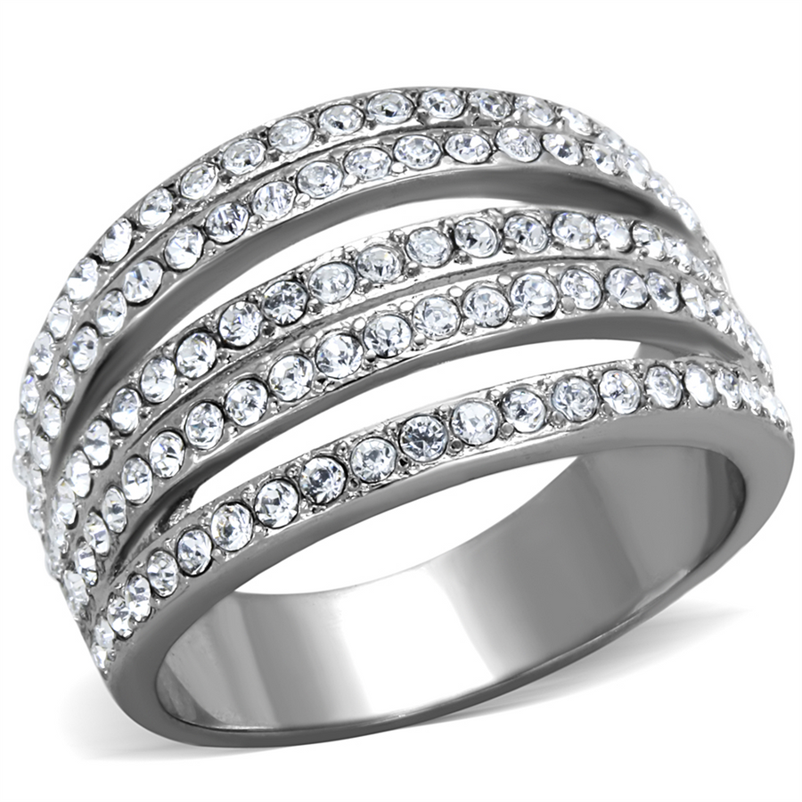 2.95 Ct Round Cut Zirconia Stainless Steel Wide Band Fashion Ring Womenss Size 5-10 Image 1