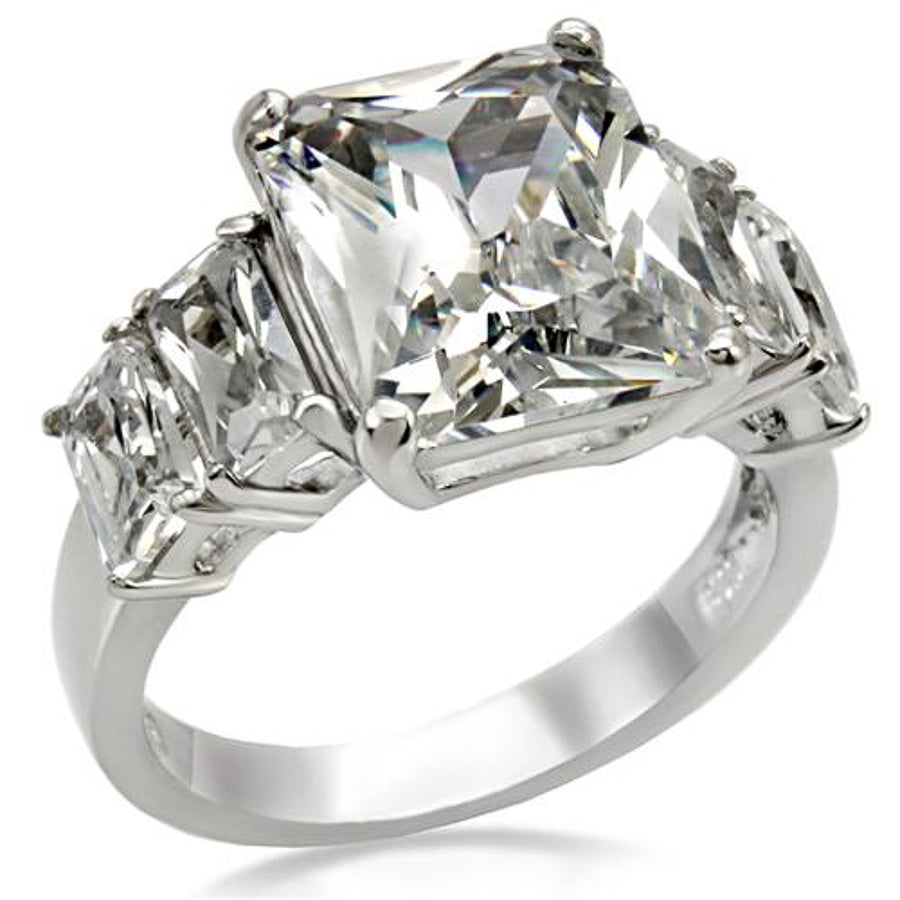9.50 Ct Radiant Cut Zirconia Stainless Steel Engagement Ring Womens Sizes 5-10 Image 1