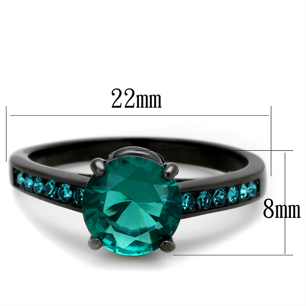 2.16 Ct Blue Zircon Aaa Cz Black Stainless Steel Engagement Ring Womens Sz 5-10 Image 2