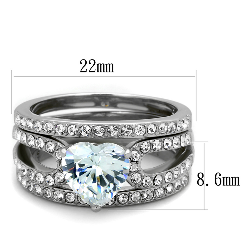 3.15 Ct Heart Shape Cz Wedding and Engagement Ring 3 Piece Set Womens Size 5-10 Image 2