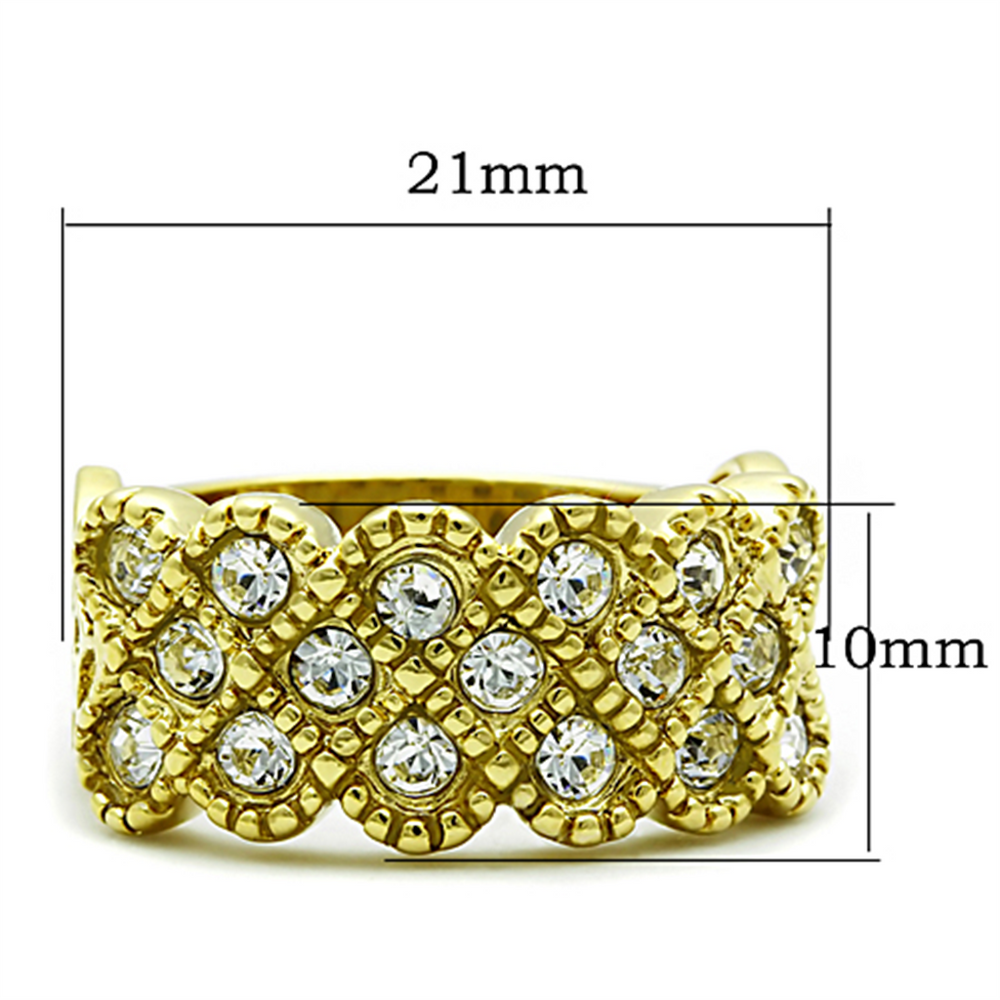 1.87 Ct Crystal 14K Gold Ion Plated Stainless Steel Cocktail Fashion Ring Size 5-10 Image 2