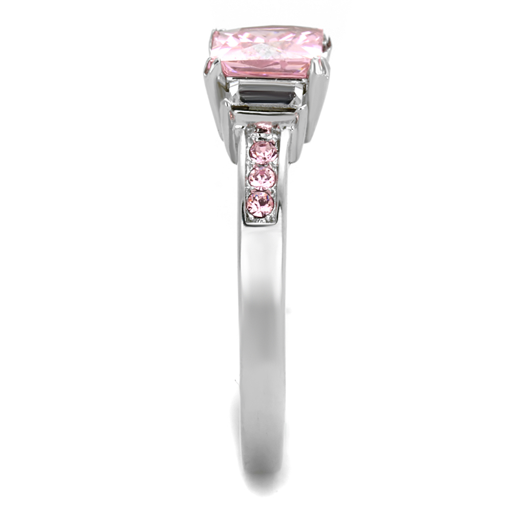 1.55 Ct Princess Cut Rose Zirconia Stainless Steel Engagement Ring Size 5-10 Image 4