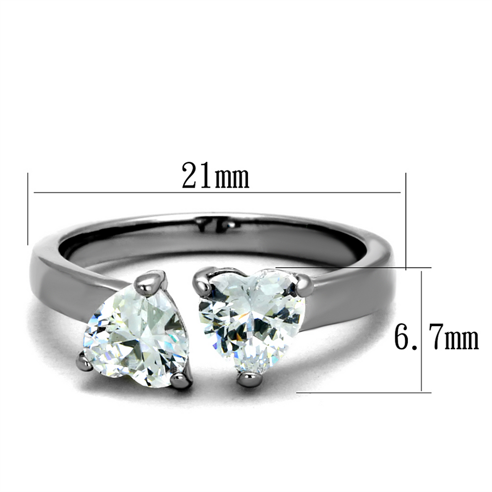1.48 Ct Heart Shape Zirconia Stainless Steel Promise/Cuff Ring Womens Size 5-10 Image 2