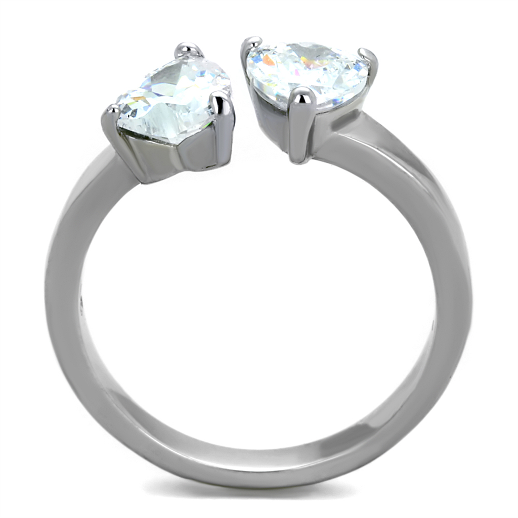 1.48 Ct Heart Shape Zirconia Stainless Steel Promise/Cuff Ring Womens Size 5-10 Image 3