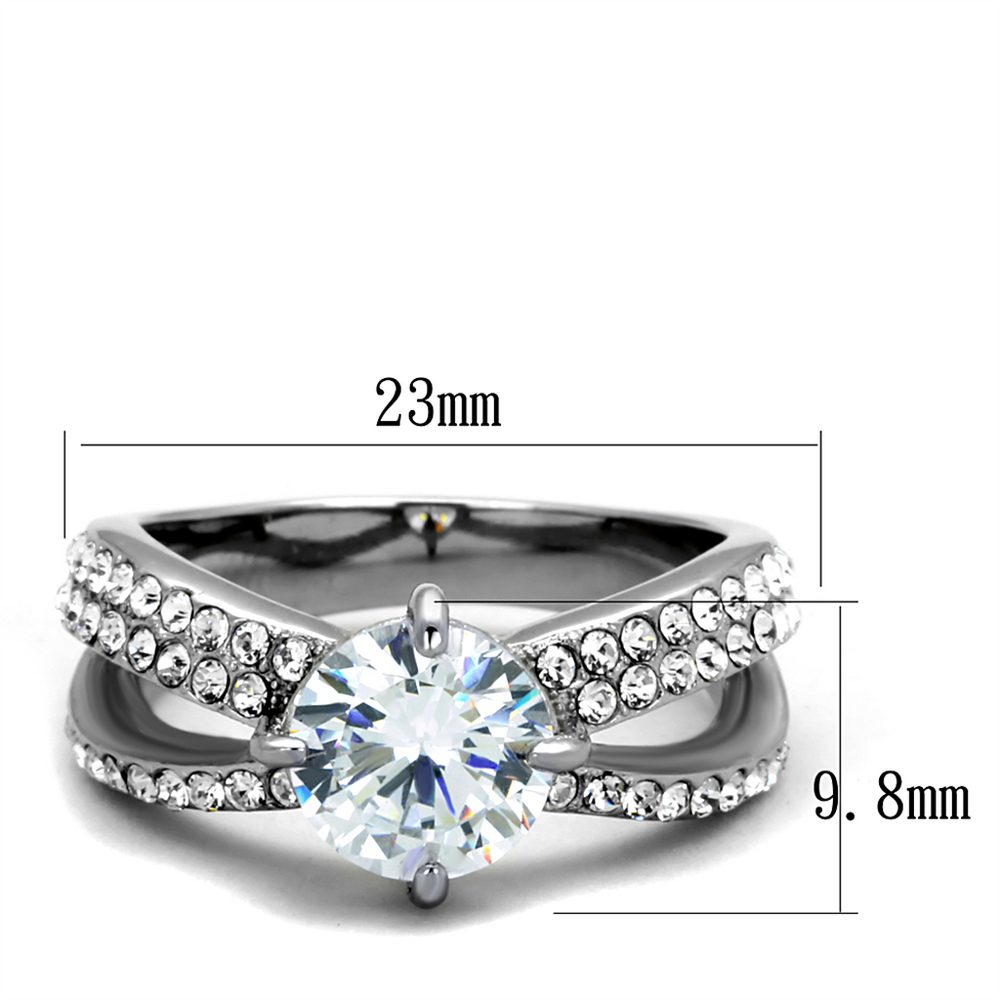 2.56 Ct Round Cut Cz Stainless Steel Split Band Engagement Ring Womens Size 5-10 Image 2