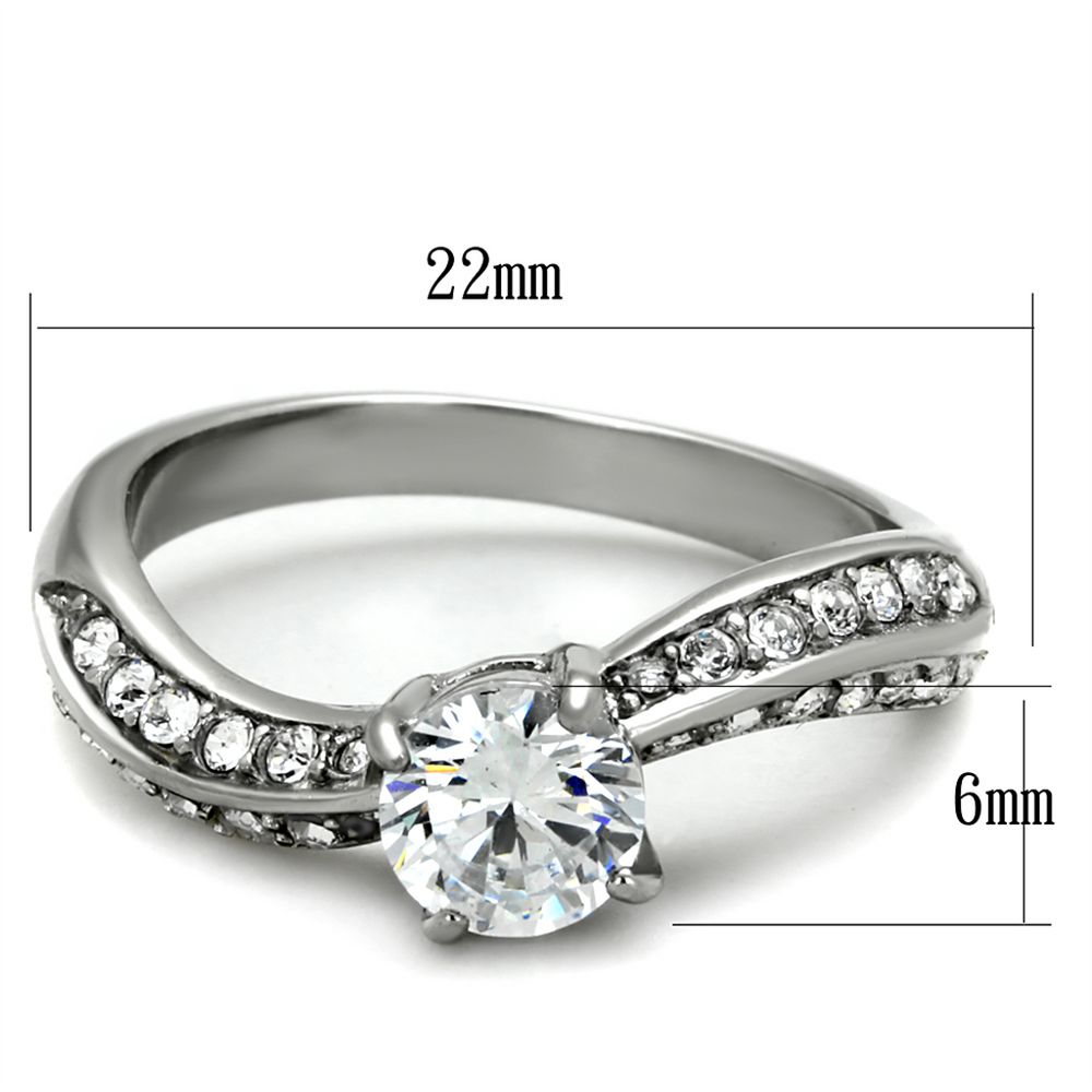1.12 Ct Round Cut Zirconia Stainless Steel Curved Engagement Ring Womens Sz 5-10 Image 2