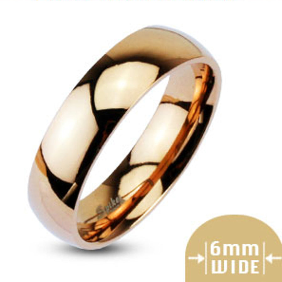 316L Stainless Steel Rose Gold Ion Plated Wedding Band Ring 6mm Wide Sizes 5-13 Image 1