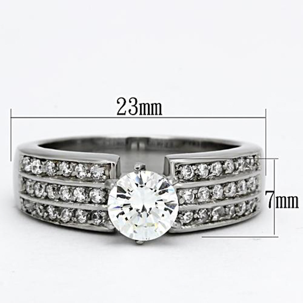 1.02 Ct Round Cut Cubic Zirconia Stainless Steel Engagement Ring Womens Size 5-10 Image 2