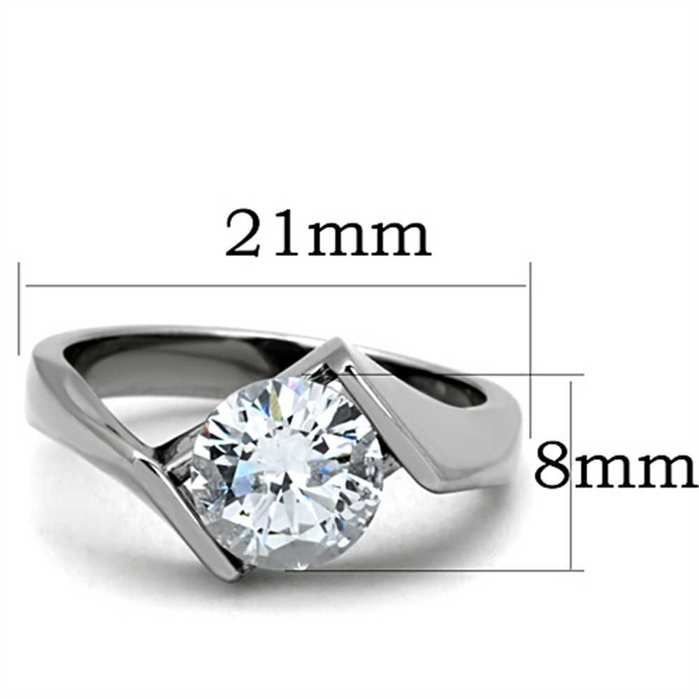 2.04 Ct Round Cut Cubic Zirconia Stainless Steel Engagement Ring Womens Sz 5-10 Image 2