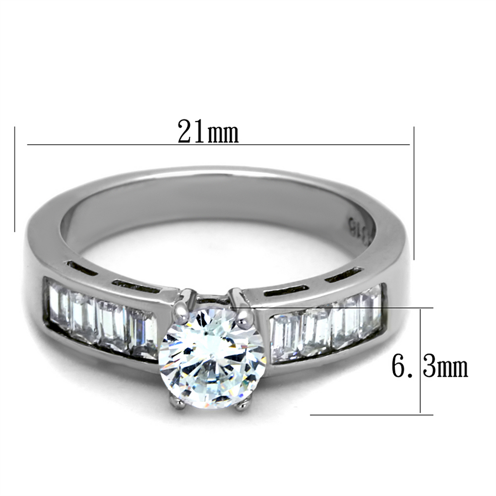 1.64 Ct Round Cut and Baguettes Cz Stainless Steel Engagement Ring Womens Sz 5-10 Image 2
