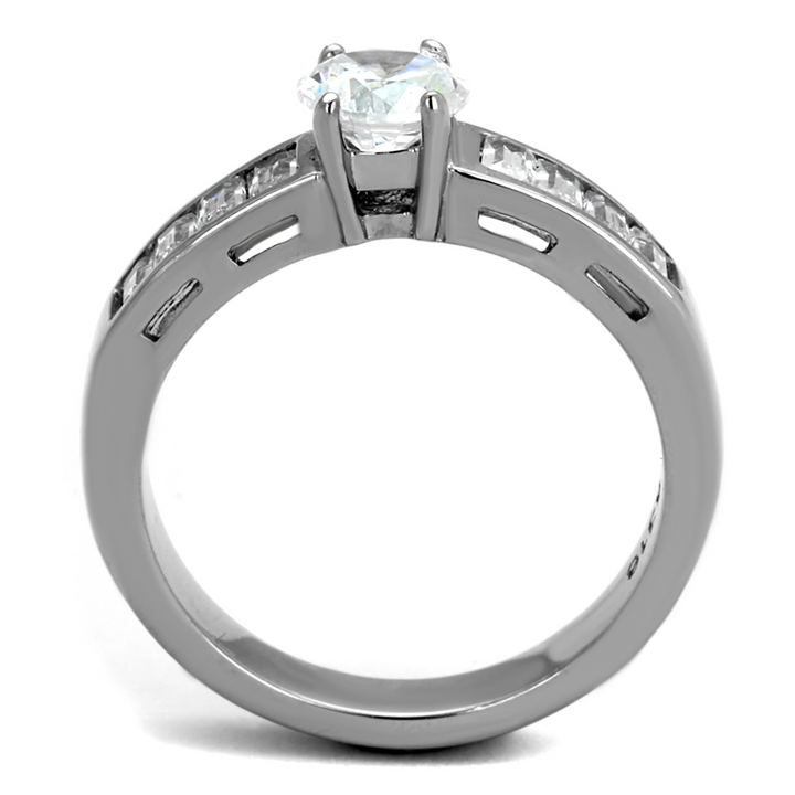 1.64 Ct Round Cut and Baguettes Cz Stainless Steel Engagement Ring Womens Sz 5-10 Image 3