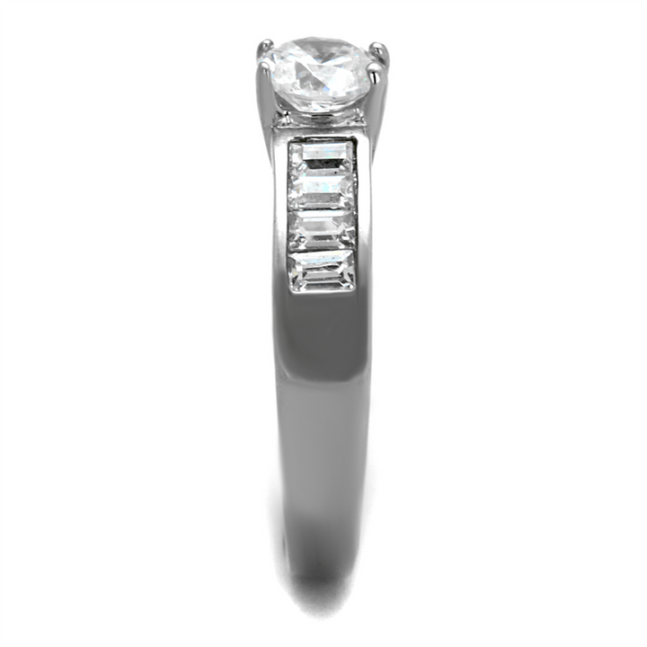 1.64 Ct Round Cut and Baguettes Cz Stainless Steel Engagement Ring Womens Sz 5-10 Image 4
