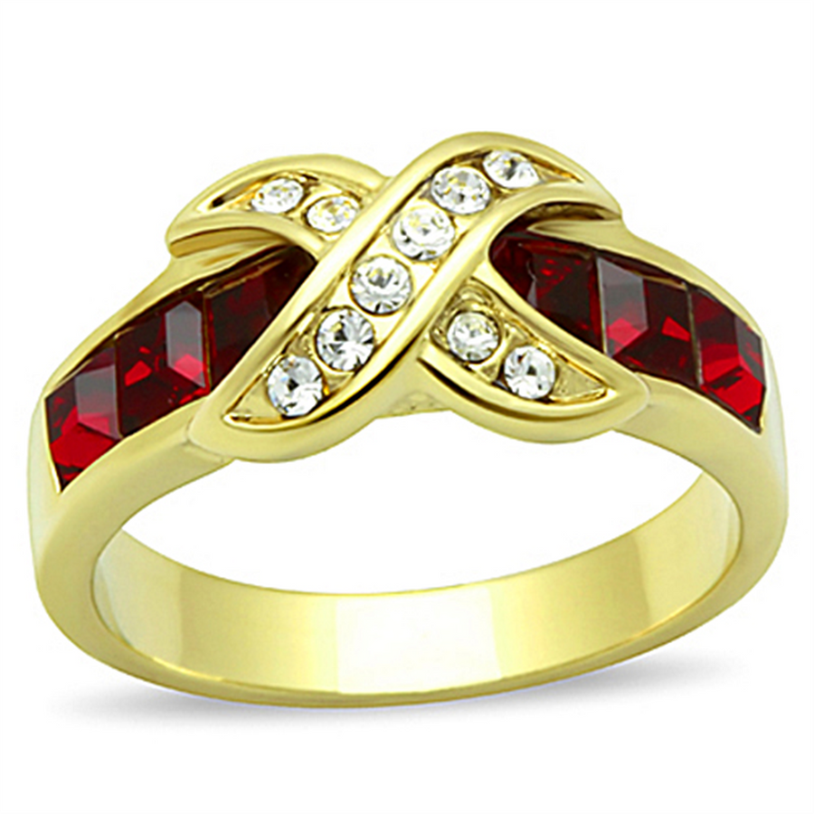 1.50 Ct Ruby Red Cz 14K Gold Plated Stainless Steel Fashion Ring Womens Sz 5-10 Image 1
