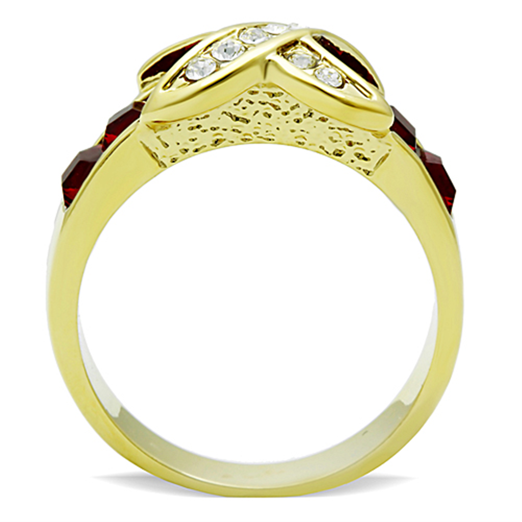 1.50 Ct Ruby Red Cz 14K Gold Plated Stainless Steel Fashion Ring Womens Sz 5-10 Image 3