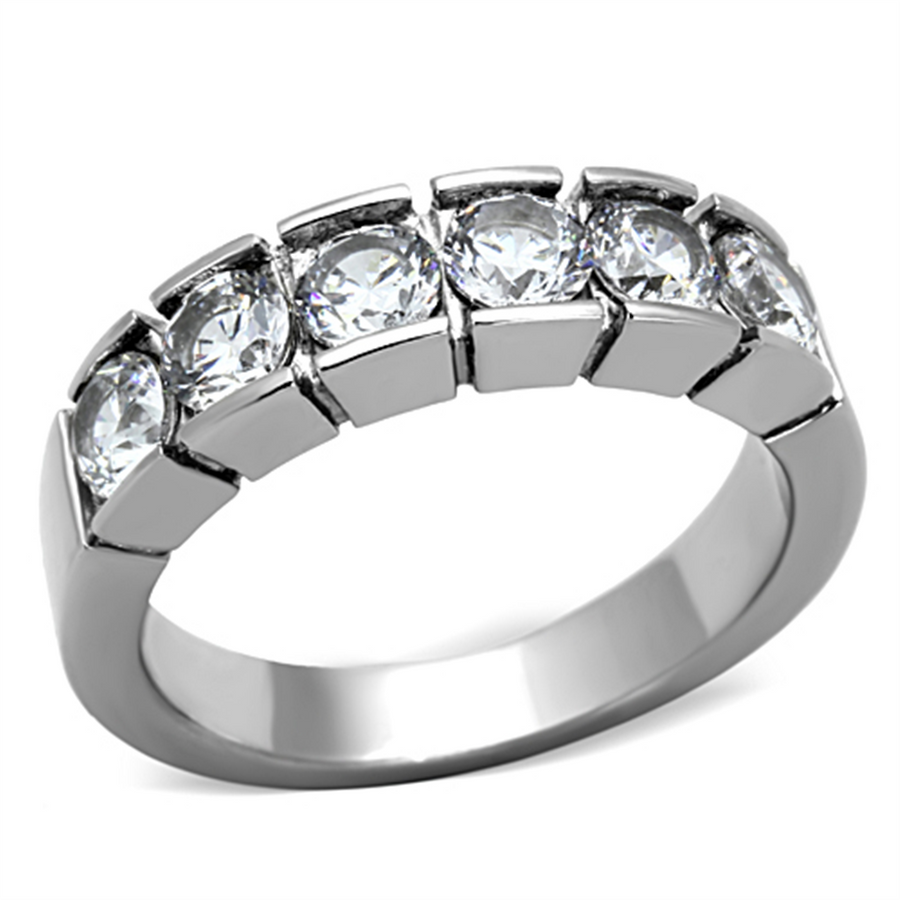 1.50 Ct Round Cut Cz Stainless Steel 316 Wedding Band Ring Womens Sizes 5-10 Image 1