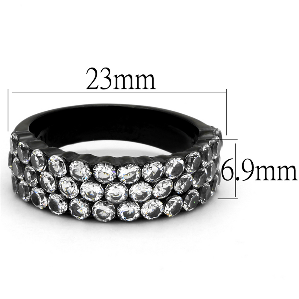 2.4 Ct Zirconia Stainless Steel Black Ion Plated Fashion Ring Womens Sz 5-10 Image 2
