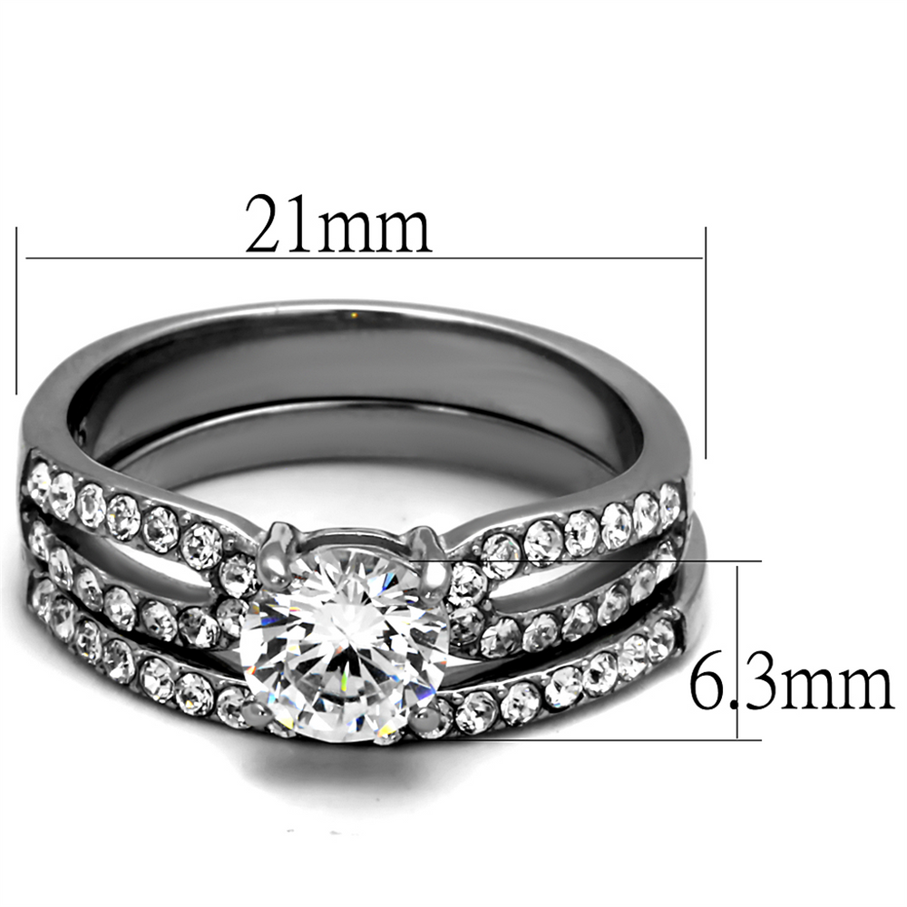 1.25 Ct Round Cut AAA Cz Stainless Steel Wedding Ring Band Set Womens Size 5-10 Image 2