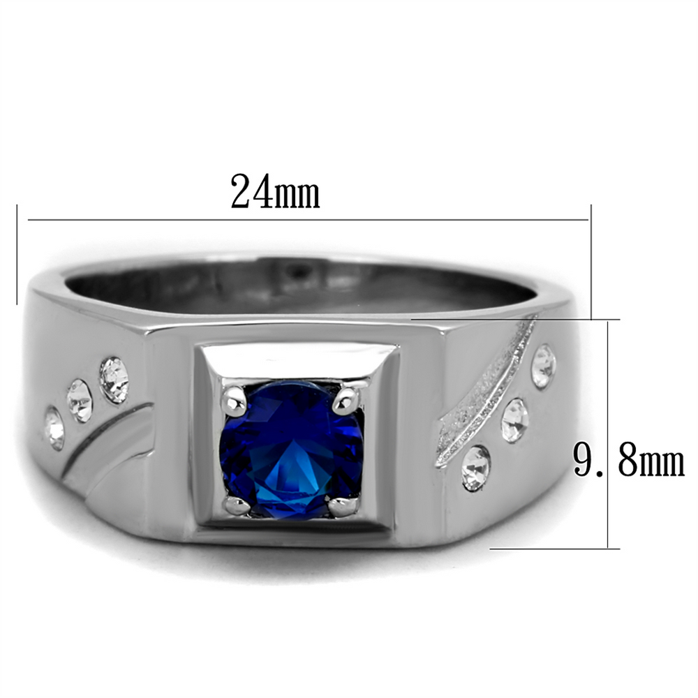 1.02 Ct Round Cut Blue Montana Cz Stainless Steel Fashion Ring Mens Sizes 8-13 Image 2