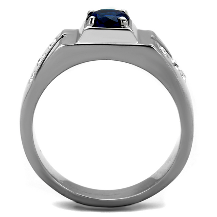 1.02 Ct Round Cut Blue Montana Cz Stainless Steel Fashion Ring Mens Sizes 8-13 Image 3