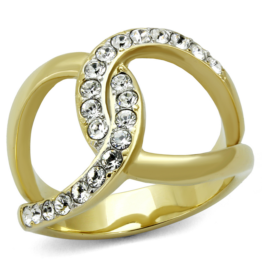 14K Gold Plated Stainless Steel Crystal Infinity Fashion Ring Womens Size 5-10 Image 1