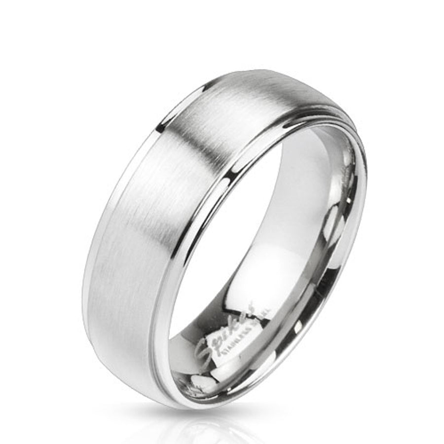 Brushed Metal Center Stainless Steel 316L Wedding Band Ring 6Mm-8Mm Wide Sz 5-14 Image 1