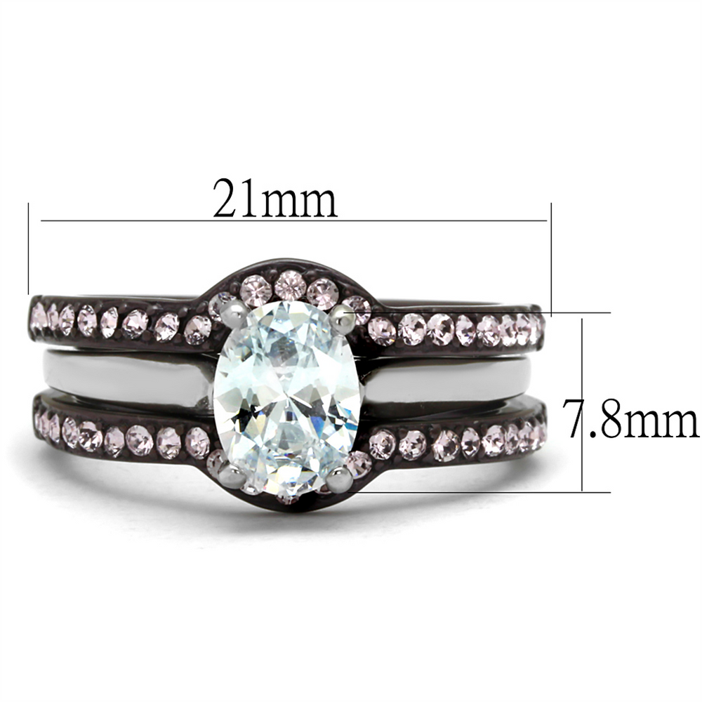2.15 Ct Oval Cut Cz Brown Ip Stainless Steel Wedding Ring Set Womens Size 5-10 Image 2