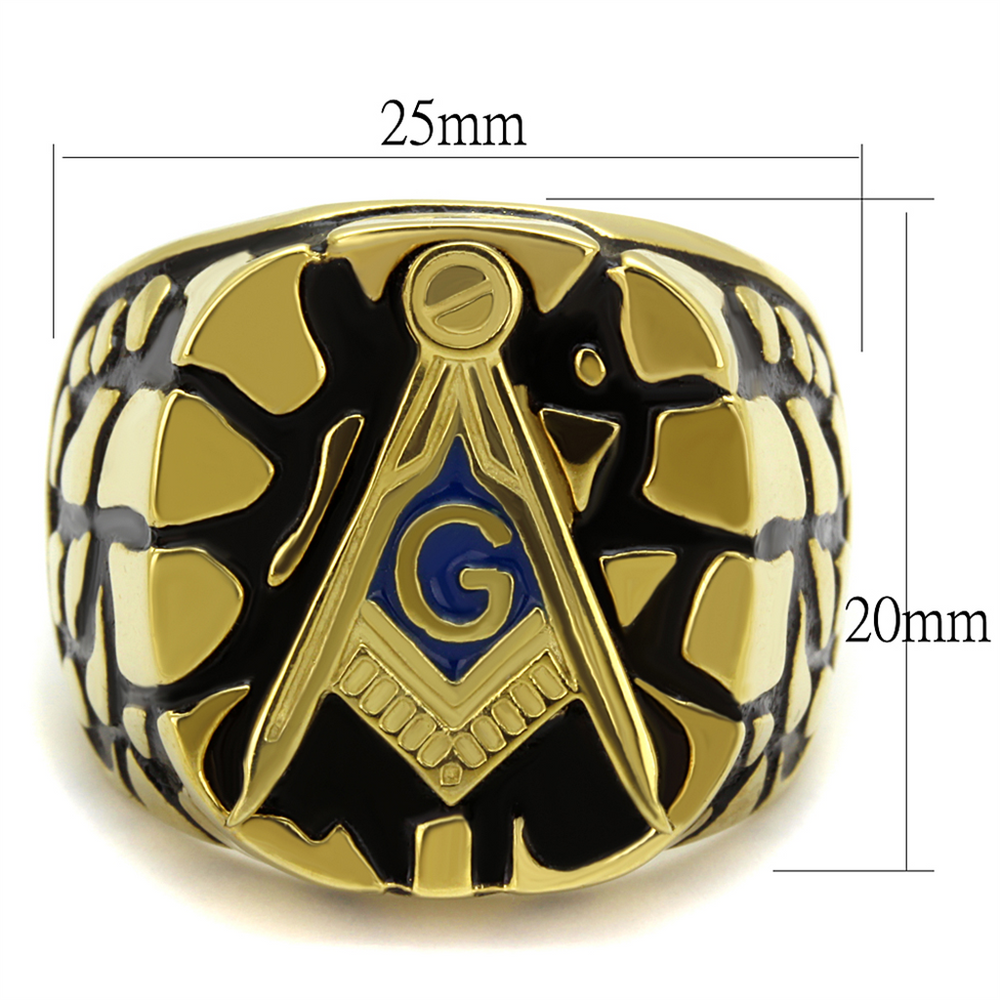 Stainless Steel Gold Plated and Epoxy Masonic Lodge Freemason Ring Mens Size 8-13 Image 2
