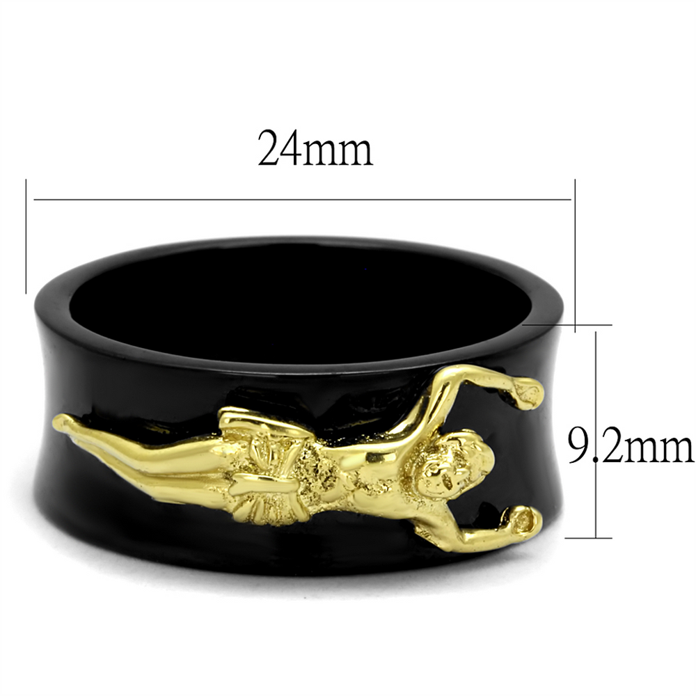 Mens Stainless Steel Black and Gold Plated Jesus Christ Ring Religious Band 8-13 Image 2