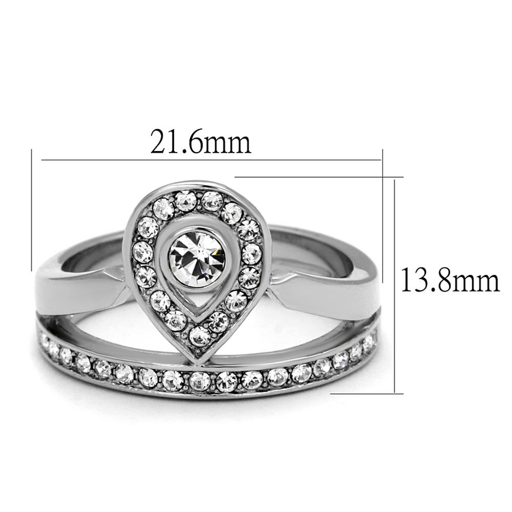 High Polished Stainless Steel Crystal Crown Fashion Ring Womens Size 5-10 Image 2