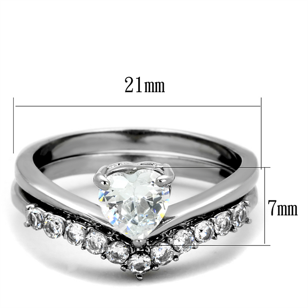 1.07 Ct Heart Shape Zirconia Stainless Steel Wedding Ring Set Womens Size 5-10 Image 2