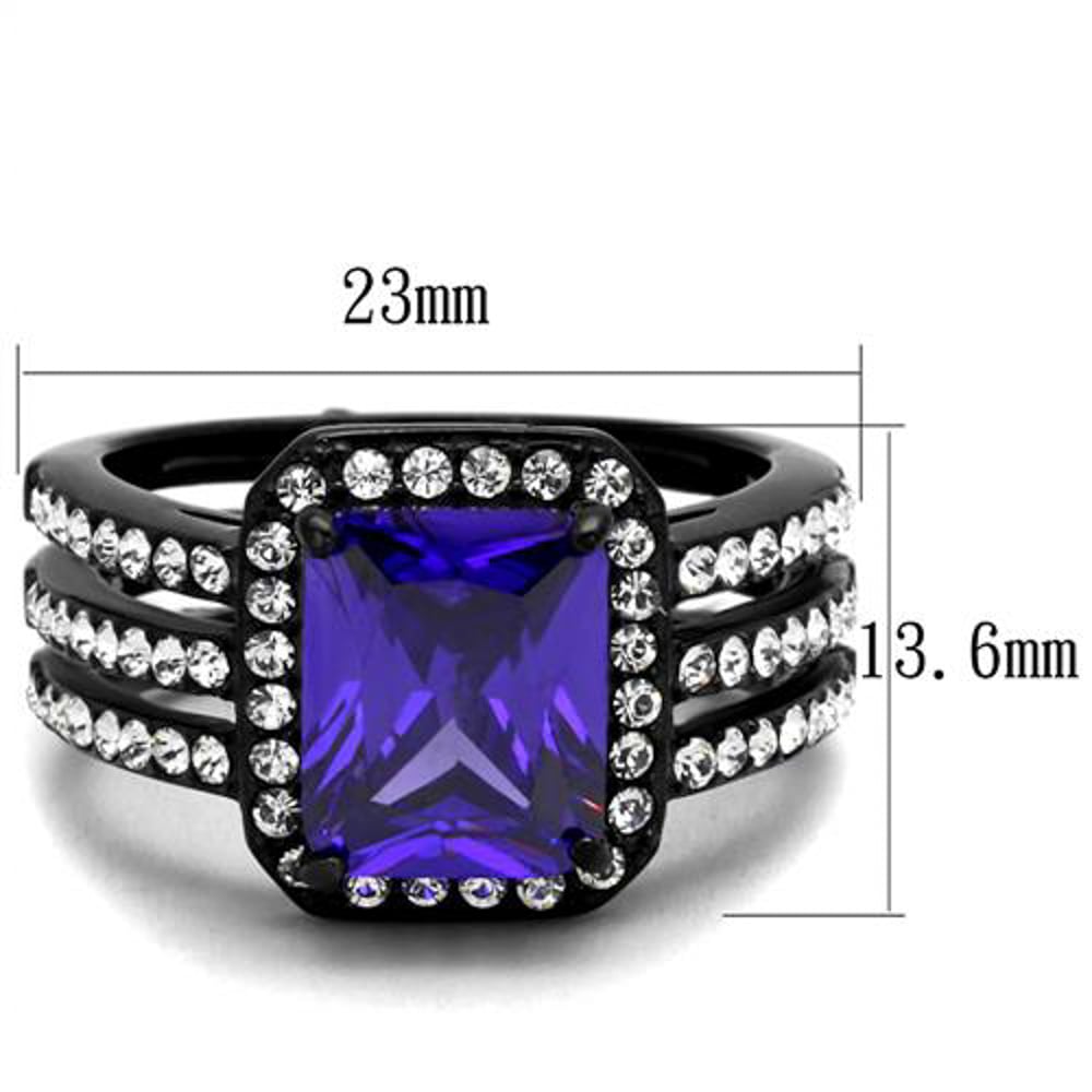 4.95 Ct Emerald Cut Amethyst Cz Stainless Steel Engagement Ring Womens Sz 5-10 Image 2